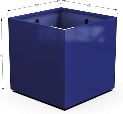 Plantercraft Powder-Coated Aluminum Planter Box - Square Cube - Metal All Weather | Indoor Outdoor | Made in USA | Fully Assembled