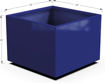 Plantercraft Powder-Coated Aluminum Planter Box - Square Cube - Metal All Weather | Indoor Outdoor | Made in USA | Fully Assembled