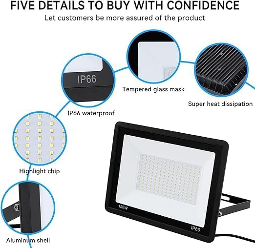 2Pack-250W 25600LM Super Bright LED Flood Light with Excellent Color Restore Ability - Waterproof, Shatterproof, Energy Saving - Perfect for Indoor and Outdoor Use