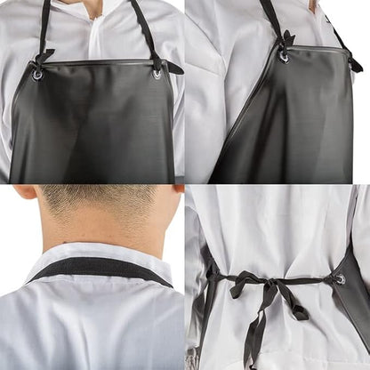 Chemical Resistant Vinyl Apron - Black Plus Size Unisex PVC Aprons for Dishwashing,Dog Grooming,Fish Cleaning,Lab Work(5 Pack)