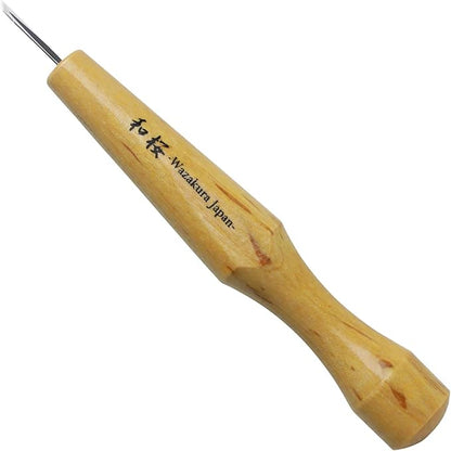 Wazakura Made in Japan Bonsai Chisel Single Bevel Skewed Hand Carving Tool 1.5 mm for Jin Shari Making, DIY Woodcarving Knife for Experts and Beginners (Single Bevel Skewed Kiwa Shape 1.5 mm)