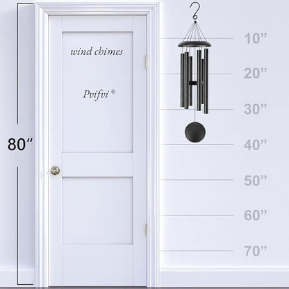 Wind Chimes for Outside Deep Tone, 38" Large WindChimes with 6 Tubes, 100% Rustproof Aluminum, Memorial Gift or Garden Patio Porch and Outdoor Décor(Silver)