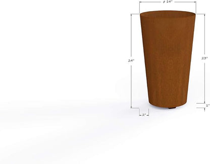 Plantercraft Corten Steel Planter Pot Round Tapered Heavy Duty Metal Garden Box Natural Rust | Made in USA | Fully Assembled | Without Drainage Holes