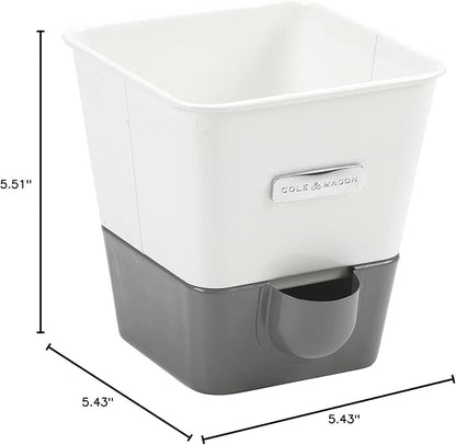 Cole & Mason Self-Watering Single Potted Herb Keeper, Indoor Herb Box, 21 cm, White/Grey, Self Watering, Includes 4 x Pads