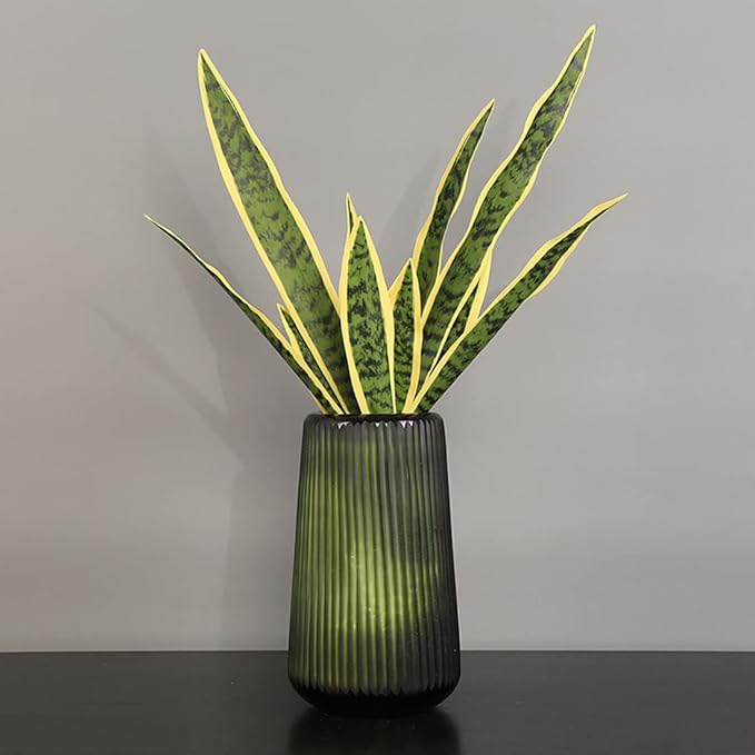 Artificial Snake Plant 4 Pcs 30 Inch Fake Sansevieria Plants for Indoor/Outdoor Home Decor Garden Office Store Decoration (Yellow and Green)