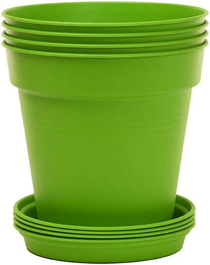 Mintra Home Garden Pots 4pk - Flowers, Herbs, Plants, Indoor, Outdoor, Colorful, Wholesale, Bulk (Light Green, 11cm Diameter (4.3in))