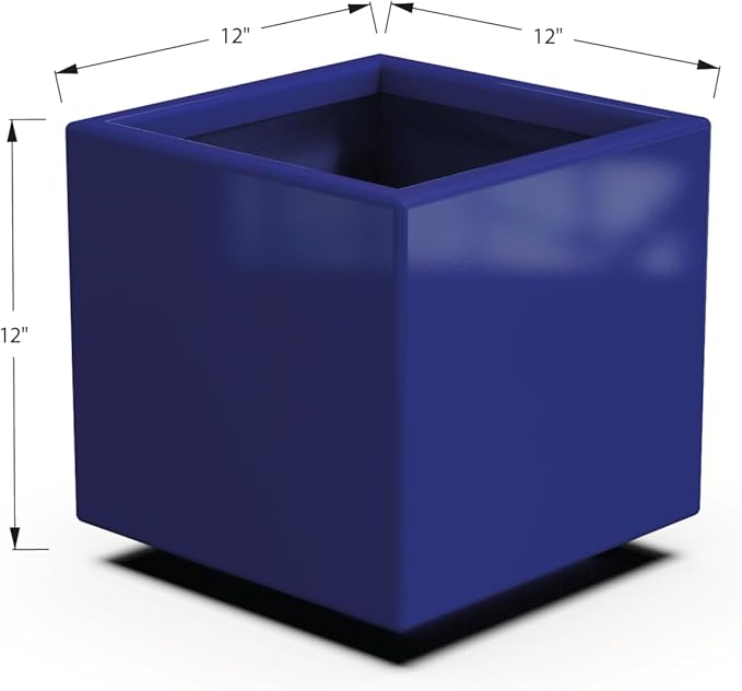 Plantercraft Powder-Coated Aluminum Planter Box - Square Cube - Metal All Weather | Indoor Outdoor | Made in USA | Fully Assembled