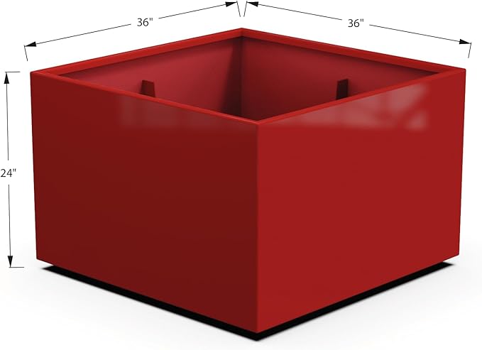 Plantercraft Powder-Coated Aluminum Planter Box - Square Cube - Metal All Weather | Indoor Outdoor | Made in USA | Fully Assembled