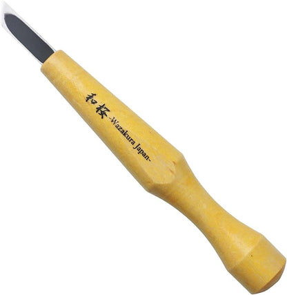 Wazakura Made in Japan Bonsai Chisel Single Bevel Skewed Hand Carving Tool 0.3 in (7.5 mm) for Jin Shari Making, DIY Woodcarving Knife for Experts and Beginners (Single Bevel Skewed Kiwa Shape 7.5 mm)