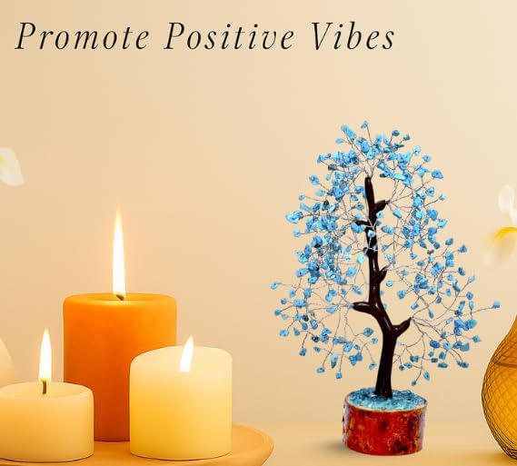 Turquoise Crystal Tree with Silver Wire – Handcrafted Gemstone Bonsai for Home Décor, Reiki, and Positive Energy