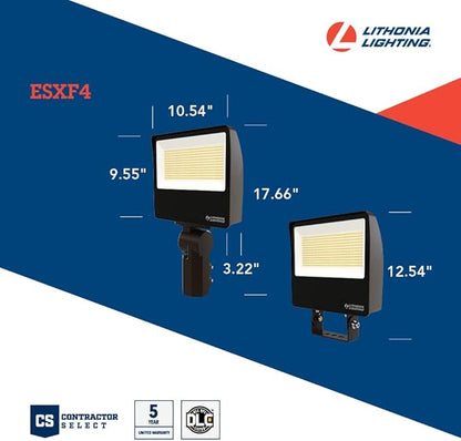 Lithonia Lighting All-in-One LED Flood Light, Waterproof LED Outdoor Light Fixture with Adjustable Brightness and Color Temperature, Yoke or Slipfitter Mount Dusk to Dawn Outdoor Lighting, UVOLT