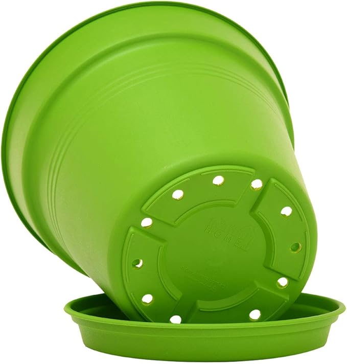 Mintra Home Garden Pots 4pk - Flowers, Herbs, Plants, Indoor, Outdoor, Colorful, Wholesale, Bulk (Light Green, 17cm Diameter (6.6in))