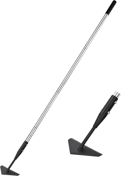 Triangle Garden Hoe, Carbon Steel Push-Pull Weeding Tool, Equipped with 57.5" Stainless Steel Long Handle – A Long-Handle Weeder for Digging, Weeding, Hoeing and Loosening Soil