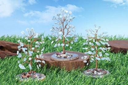 YATOJUZI Aquamarine Crystal Trees Natural Crystals Stones Gemstones Tree Copper Wire Agate Base Tree Of Life Feng Shui Decor Reiki Energy Lucky For Meditation Room Desk Home Decors Gifts For Women Men