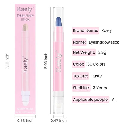 evpct 1Pcs Midnight Blue Shimmer Cream Eye Shadow Brightener Sticks for Eyes Waterproof Pigmented, Double Ended Cream Eyeshadow Stick Pencil Pen with Applicator, Eye Shadow Palette Highlighter Makeup