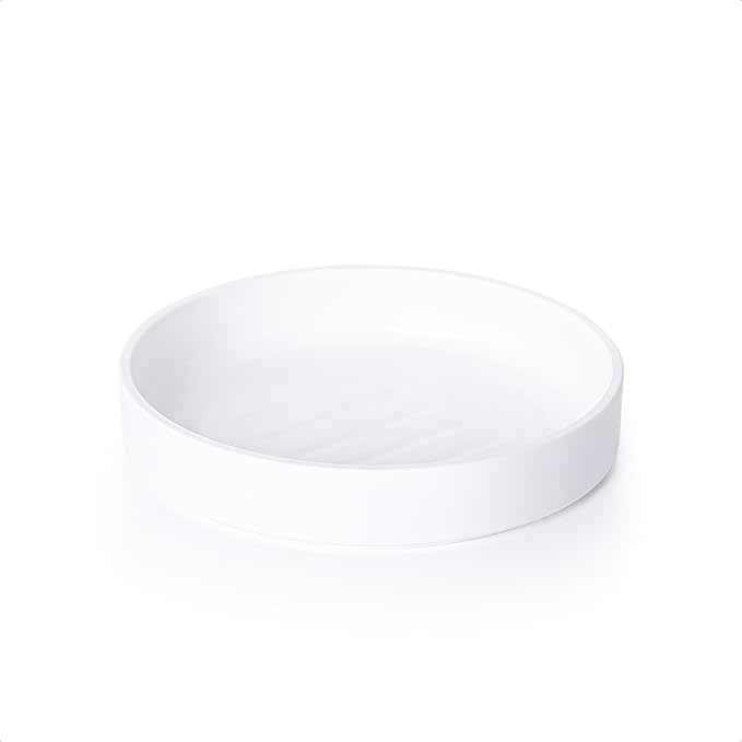 Phoenix Vine 8 Inch Plastic Plant Saucer Water Drip Tray, Heavy Sturdy Round Plant Drainage Tray for Indoors Outdoor, Matte White, 21-TY-8W-1