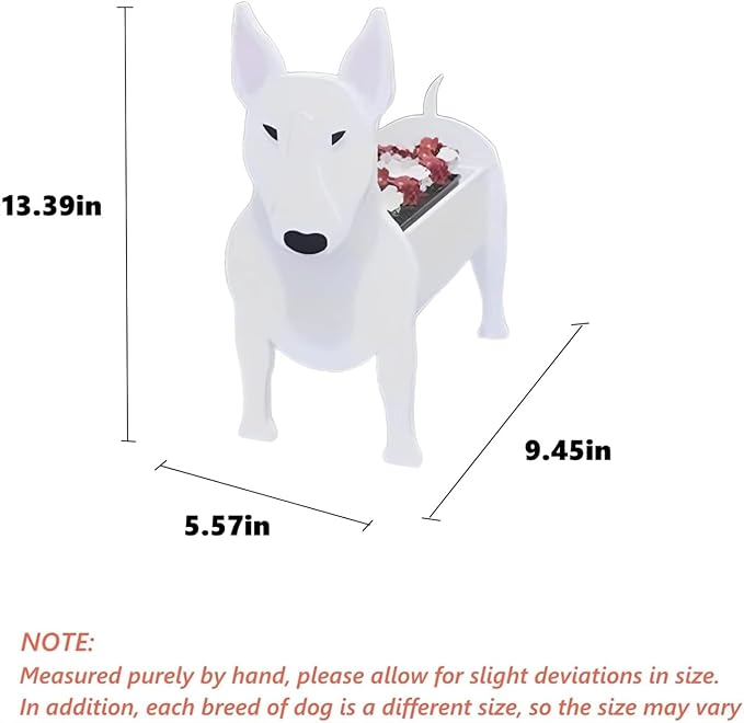 Bull Terrier Dog Planter Plant Pots,Cute Dog Flower Planter,Gifts for Pet Lovers,Unique Animal Plant Pots,Office,Indoor Outdoor Garden Decor(9.45 * 5.57 * 13.39in)