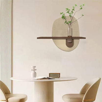 TJTKWIR Creative Sandstone Wall Art Decor, Wall Decoration with Vase and Artificial Plant, Three-dimensional Wall Mural for Living Room, Restaurant(Brown)