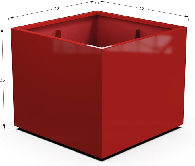 Plantercraft Powder-Coated Aluminum Planter Box - Square Cube - Metal All Weather | Indoor Outdoor | Made in USA | Fully Assembled