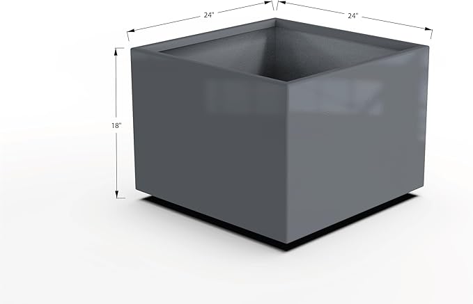 Plantercraft Powder-Coated Aluminum Planter Box - Square Cube - Metal All Weather | Indoor Outdoor | Made in USA | Fully Assembled