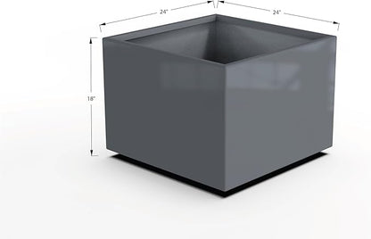 Plantercraft Powder-Coated Aluminum Planter Box - Square Cube - Metal All Weather | Indoor Outdoor | Made in USA | Fully Assembled