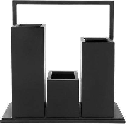 Modern Geometric Metal Planter for Outdoor & Indoor, Large 31Inches Tall Steel Planter with Drainage Holes, Black Galvanized Planter Pot for Plants, Garden, Patio, Entryway, Lobby
