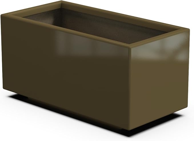 Plantercraft Powder-Coated Aluminum Planter Box - Rectangle - Metal All Weather | Indoor Outdoor | Made in USA | Fully Assembled