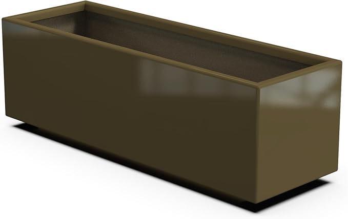 Plantercraft Powder-Coated Aluminum Planter Box - Rectangle - Metal All Weather | Indoor Outdoor | Made in USA | Fully Assembled