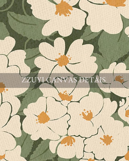 Zzuyi Flower Market Framed Wall Art,Green And White Canvas Wall Art, Modern Farmhouse Bathroom Home Wall Decor- 24"x 32" Natural Framed