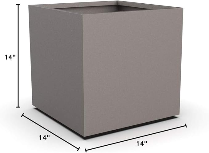 Plantercraft Powder-Coated Aluminum Planter Box - Square Cube - Metal All Weather | Indoor Outdoor Commercial Residential | Made in USA | Fully Assembled