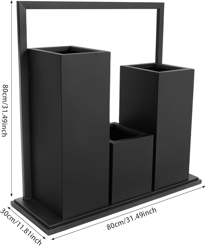Modern Geometric Metal Planter for Outdoor & Indoor, Large 31Inches Tall Steel Planter with Drainage Holes, Black Galvanized Planter Pot for Plants, Garden, Patio, Entryway, Lobby