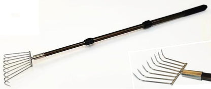 Stainless Steel Garden rake Multi-Functional Clam rake can be Used to Catch The sea Tide Hunting to Pick up Shells and dig Treasures, and Lengthen The Aluminum Alloy Handle.