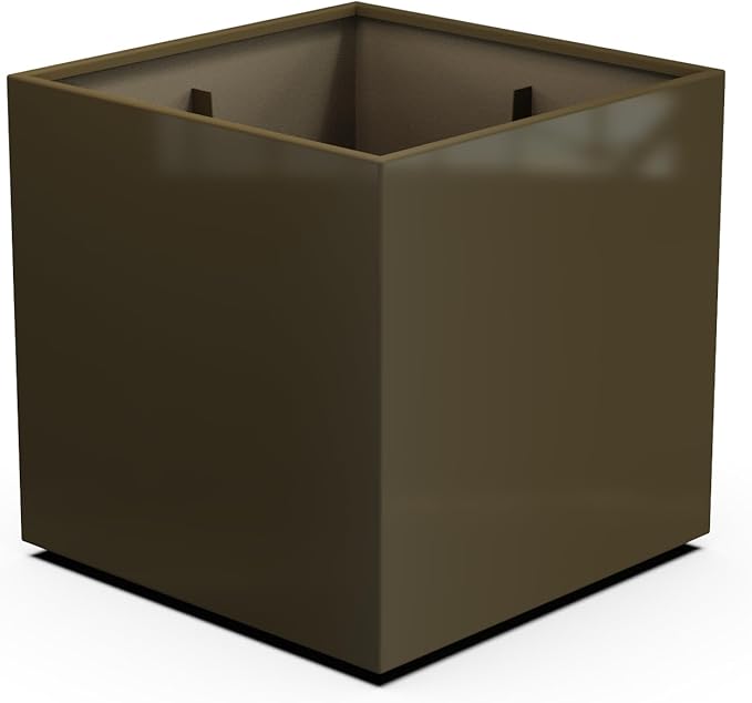 Plantercraft Powder-Coated Aluminum Planter Box - Square Cube - Metal All Weather | Indoor Outdoor | Made in USA | Fully Assembled