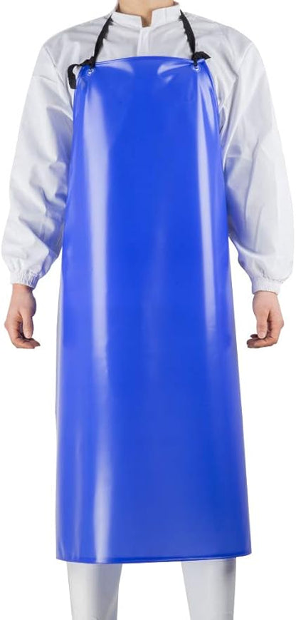 Chemical Resistant Vinyl Apron - Blue Plus Size Unisex PVC Aprons for Dishwashing,Dog Grooming,Gardening,Fish Cleaning,Lab Work
