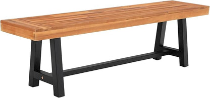 Sophia & William Outdoor Bench Garden Bench Wood 63", Patio Dining Bench Weatherproof, Wooden Park Front Porch Benches for Outside, Backless Acacia Wood Bench Long Narrow Clearance, Teak