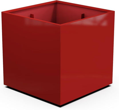 Plantercraft Powder-Coated Aluminum Planter Box - Square Cube - Metal All Weather | Indoor Outdoor | Made in USA | Fully Assembled
