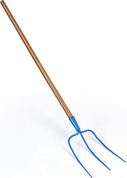 59 Inch Manure Fork Wood Handle 3 Tine Fork for Farm Stable Hay Ranch Bedding Garden