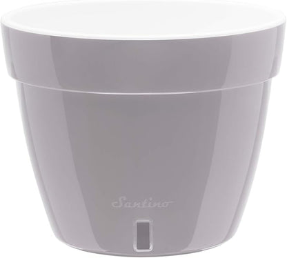 DECOPOTS - 3 Pack - Self Watering Planter - Modern Flower Pot with Water Level Indicator - 6.3" Tall - for All House Plants, Flowers, Herbs (Diameter 7.9", Grey - White)