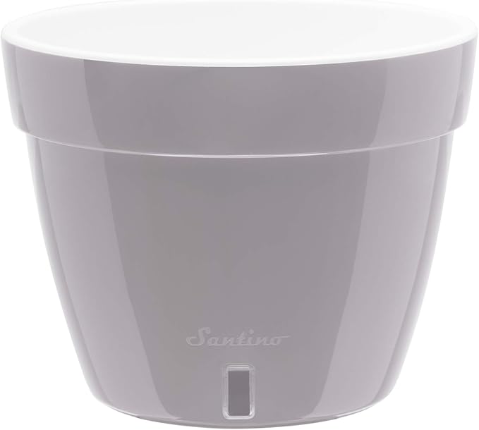 DECOPOTS - 3 Pack - Self Watering Planter - Modern Flower Pot with Water Level Indicator - 5.5" Tall - for All House Plants, Flowers, Herbs (Diameter 7.1", Grey - White)