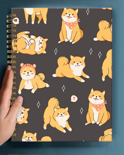 Spiral Journal Notebook,A5 Hardcover Lined Journals for Women Girl 6 x 8.3 in,120 Pages Thick Paper,Cute College Ruled Writing Notebook for Gifts Office Work School(Kawaii Shiba Dog)