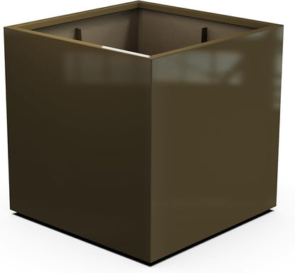 Plantercraft Powder-Coated Aluminum Planter Box - Square Cube - Metal All Weather | Indoor Outdoor | Made in USA | Fully Assembled