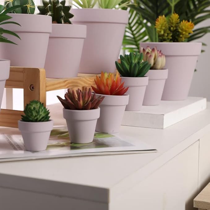 Yishang 1.9 Inch Tiny Pink Terracotta Pots Pack of 36-Small Mini White Clay Pots with Drainage Holes Flower Nursery Terra Cotta Planter for Tiny Cactus,Herb,Succulent Plants,Crafts