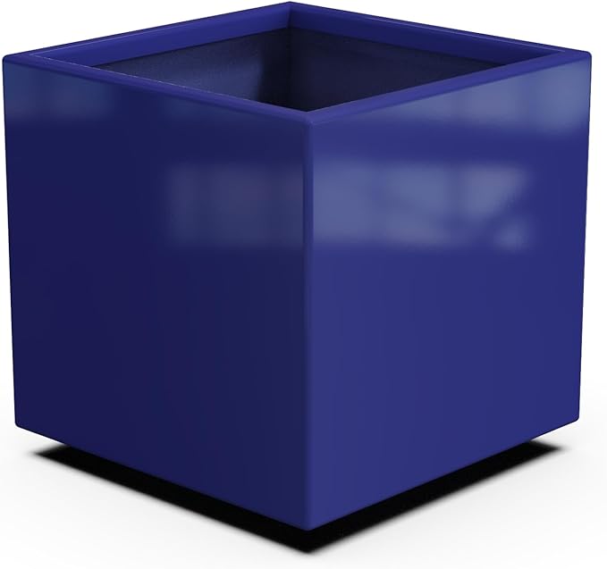 Plantercraft Powder-Coated Aluminum Planter Box - Square Cube - Metal All Weather | Indoor Outdoor | Made in USA | Fully Assembled