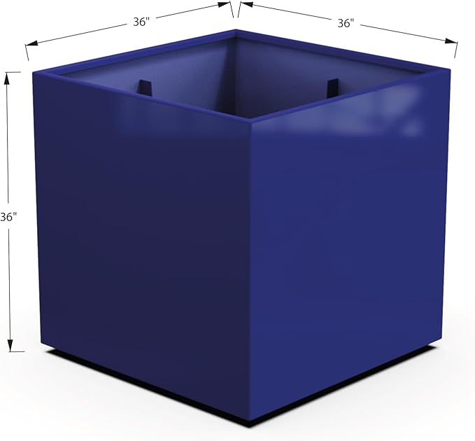 Plantercraft Powder-Coated Aluminum Planter Box - Square Cube - Metal All Weather | Indoor Outdoor | Made in USA | Fully Assembled