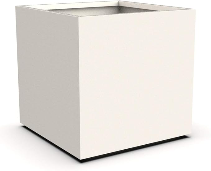Plantercraft Powder-Coated Aluminum Planter Box - Square Cube - Metal All Weather | Indoor Outdoor Commercial Residential | Made in USA | Fully Assembled