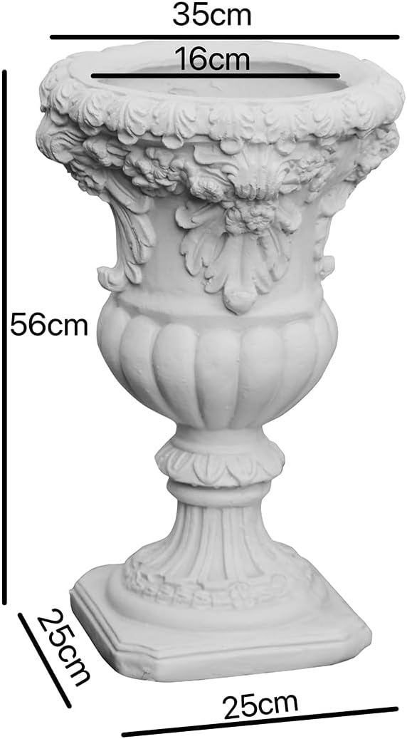 VISIBLE Vintage European Giant Garden Urn Planter, Decorative Cement and Fiber Flower Pot, Make Rust Finished, Wrap Foam Safely Delivered from Local Warehouse (Retro, Large)