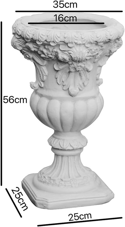 VISIBLE Vintage European Giant Garden Urn Planter, Decorative Cement and Fiber Flower Pot, Make Rust Finished, Wrap Foam Safely Delivered from Local Warehouse (Retro, Large)