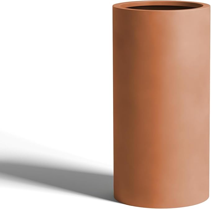 DTY Signature Mount Oxford Tall Outdoor Planter - Large Terracotta 31.5 Inch Height Modern Tall Planter Pot for Indoor & Outdoor Spaces - Stylish Planter for Contemporary Homes and Gardens