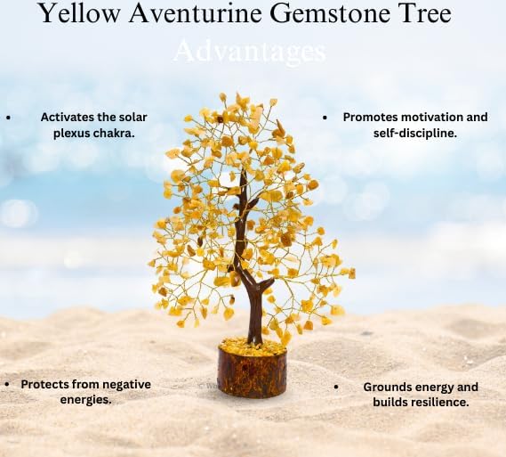 Yellow Aventurine Crystal Tree with Golden Wire – Handcrafted Gemstone Bonsai for Home Decor & Positive Energy