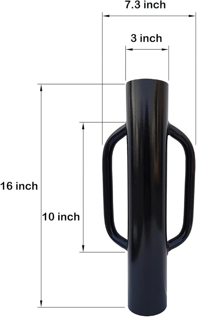 MTB Garden 16 inch Portable Post Driver with Handle, 8LB Black Iron T Post Digger Hand Post Rammer for Installing Fences,16 inch Post Pounder Good for Small Projects